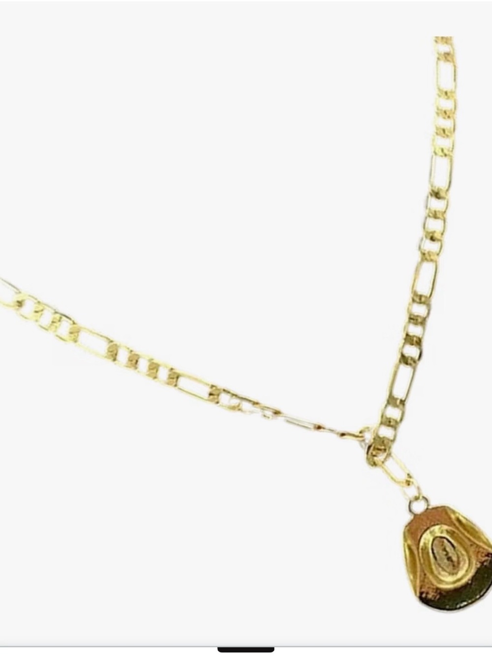Gold Figaro Chain Necklace with Gold Pendant